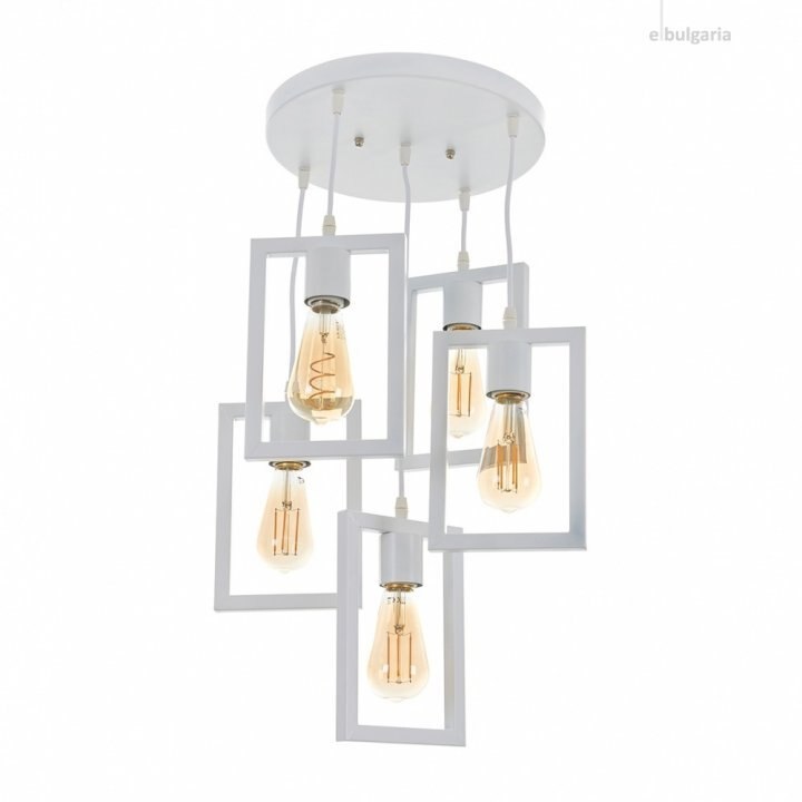 Corp de iluminat lustra, cu 5 pendule, 5xE27, pentru tavan, alb, 1998/5WT