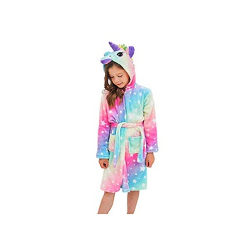 Halat de baie, pentru fete si baieti, model cu Unicorn, in nuante de bleu si roz pal, brand ZZZ Sleep Good Sleeping!®, varsta 14-16 ani