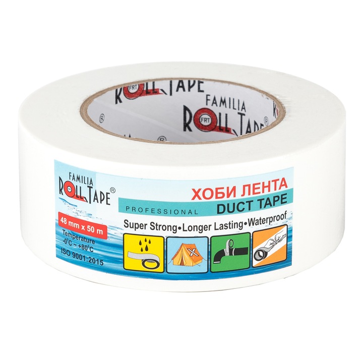 Banda ranforsata Hobby, Familia Roll Tape, alb, 48 mm x 50 m