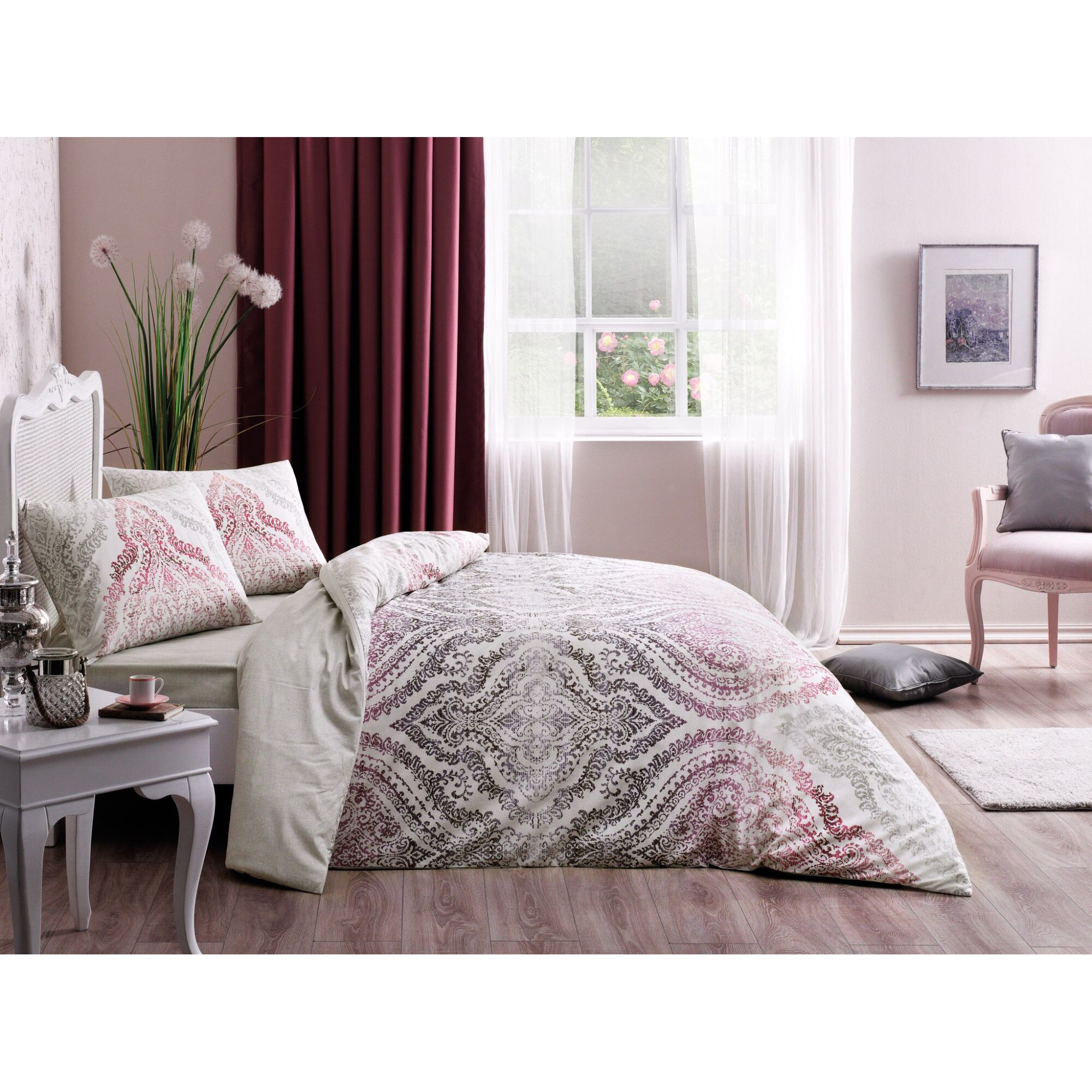 Set de pat pentru 2 persoane, din bumbac ranforce, TAC, Divina Lila ,4 piese