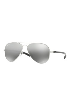 Ray-Ban, Ochelari de soare pilot, polarizati, Argintiu/Negru, 58-14-140 Standard Ray-Ban, Ochelari de soare pilot, polarizati, Argintiu/Negru, 58-14-140 Standard