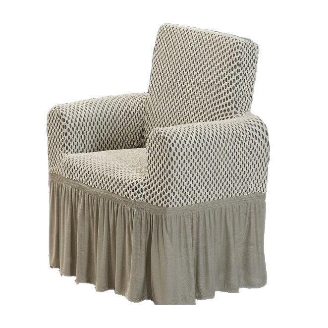 Set 2 Huse elastice pentru fotoliu, bumbac elasticizat, cu volan, Gri