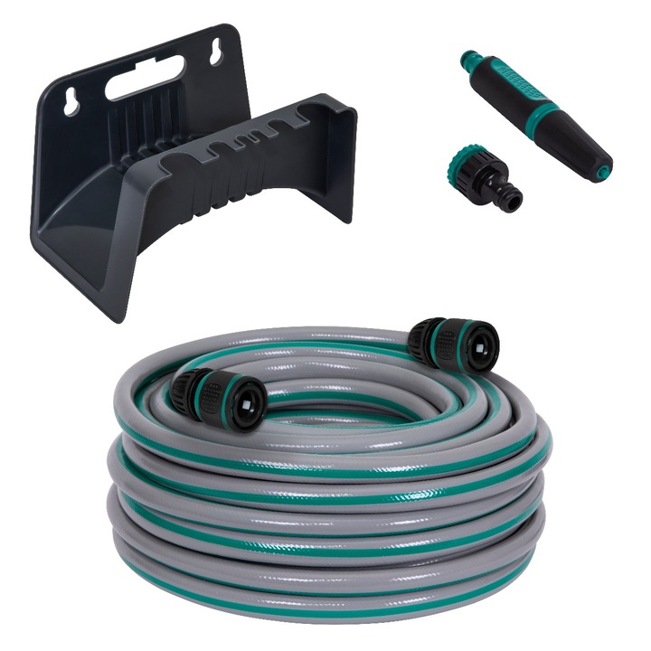 VONROC, HH501XX, Kerti tömlő, 20 m, csatlakozóval és tartóval