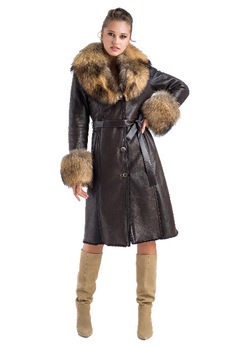 Palton din blana de miel 2024, Maro Palton din blana de miel 2024, Maro