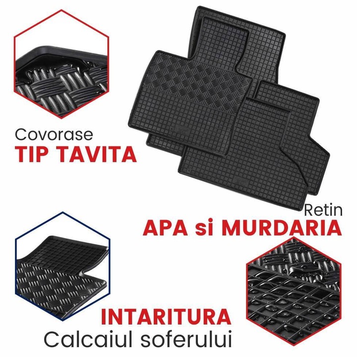 Set Covorase si tavita portbagaj auto Hyundai Bayon din 05.2021 - prezent, caroserie suv, portbagaj inferior, covoras median si 4 stickere auto Hyundai