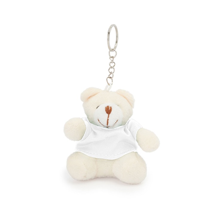 Breloc Teddy bear cu tricou sublimabil, Createur, Alb, 7.5 cm