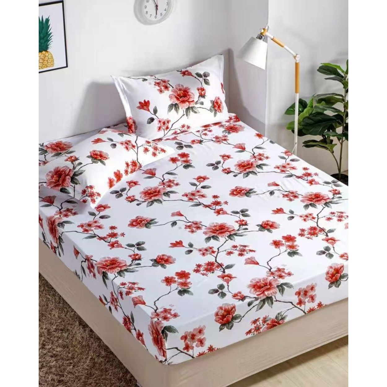 Set Husa de Pat cu Elastic + 2 Fete de Perna pentru Pat Dublu, Finet, Amelia