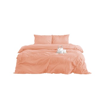 Set lenjerie de pat natur XXL din bumbac pur, culoare somon *Zero Waste - din panza topita romaneasca / Set asternuturi pat matrimonial din panza naturala din bumbac Set lenjerie de pat natur XXL din bumbac pur, culoare somon *Zero Waste - din panza topita romaneasca / Set asternuturi pat matrimonial din panza naturala din bumbac