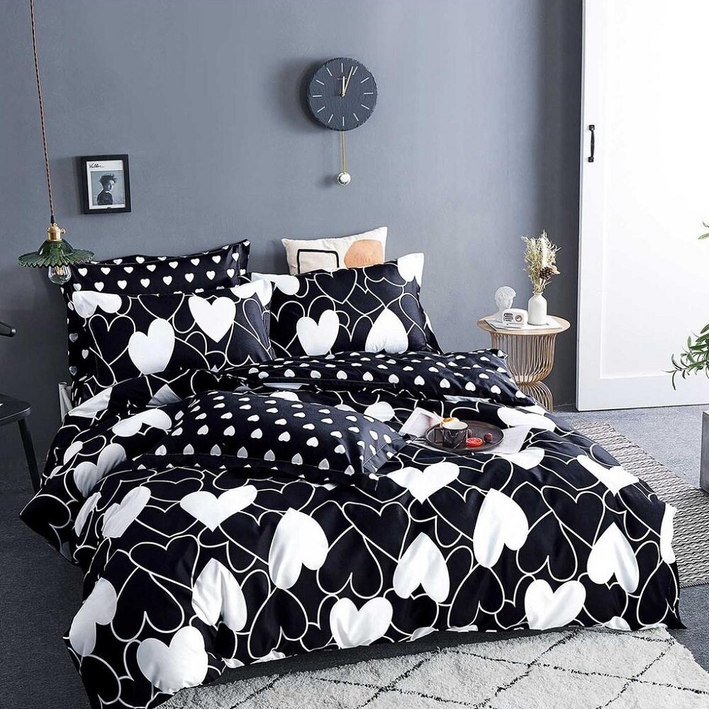 Set lenjerie de pat dublu, bumbac satinat, 4 piese, Casa de Vis, A50-526