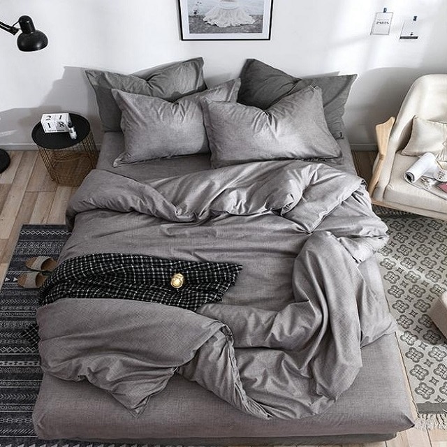 Set lenjerie de pat dublu, bumbac satinat, 4 piese, Casa de Vis, A50-533