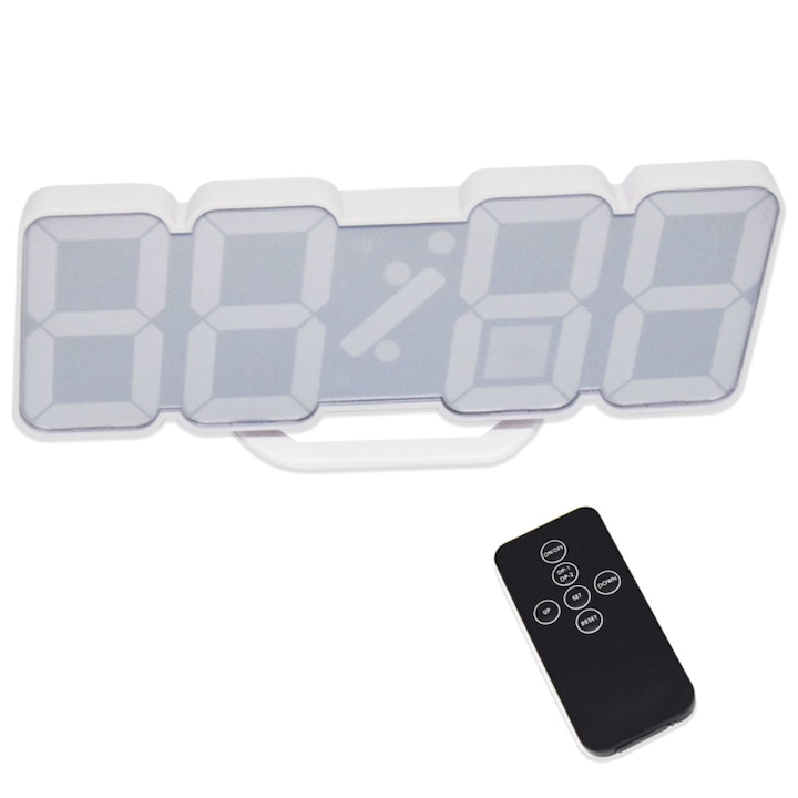 Távirányítós digitális LED óra hőmérővel - színváltós / asztali és fali óra