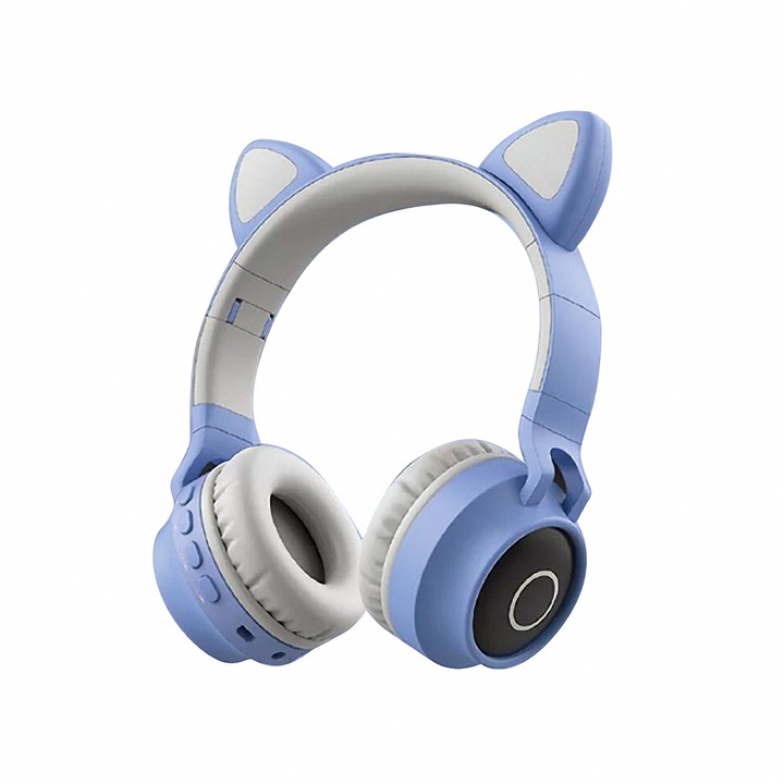 Vezeték nélküli fejhallgató játékhoz, Cat füles modell, Bluetooth 5.0, sztereó, világoskék