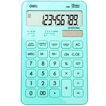 Calculator de Birou Deli 1541, 12 Digits, Bleu Pastel, Functie de Verificare si Corectie Calculator de Birou Deli 1541, 12 Digits, Bleu Pastel, Functie de Verificare si Corectie