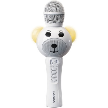 Microfon karaoke Lenco BMC-060WH, Bluetooth, Difuzor, MicroSD, Baterie, Efecte voce, Lumini, Alb Microfon karaoke Lenco BMC-060WH, Bluetooth, Difuzor, MicroSD, Baterie, Efecte voce, Lumini, Alb