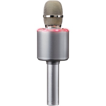 Microfon karaoke Lenco BMC-085SI, Bluetooth, Difuzor, MicroSD, Baterie, Efecte voce, Lumini, Argintiu Microfon karaoke Lenco BMC-085SI, Bluetooth, Difuzor, MicroSD, Baterie, Efecte voce, Lumini, Argintiu