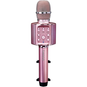Microfon karaoke Lenco BMC-090RGD, Bluetooth, Difuzor, MicroSD, USB, Baterie, Efecte voce, Lumini, Suport telefon, Roz Microfon karaoke Lenco BMC-090RGD, Bluetooth, Difuzor, MicroSD, USB, Baterie, Efecte voce, Lumini, Suport telefon, Roz