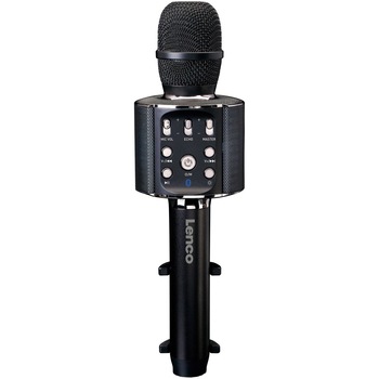 Microfon karaoke Lenco BMC-090BLK, Bluetooth, Difuzor, MicroSD, USB, Baterie, Efecte voce, Lumini, Suport telefon, Negru Microfon karaoke Lenco BMC-090BLK, Bluetooth, Difuzor, MicroSD, USB, Baterie, Efecte voce, Lumini, Suport telefon, Negru