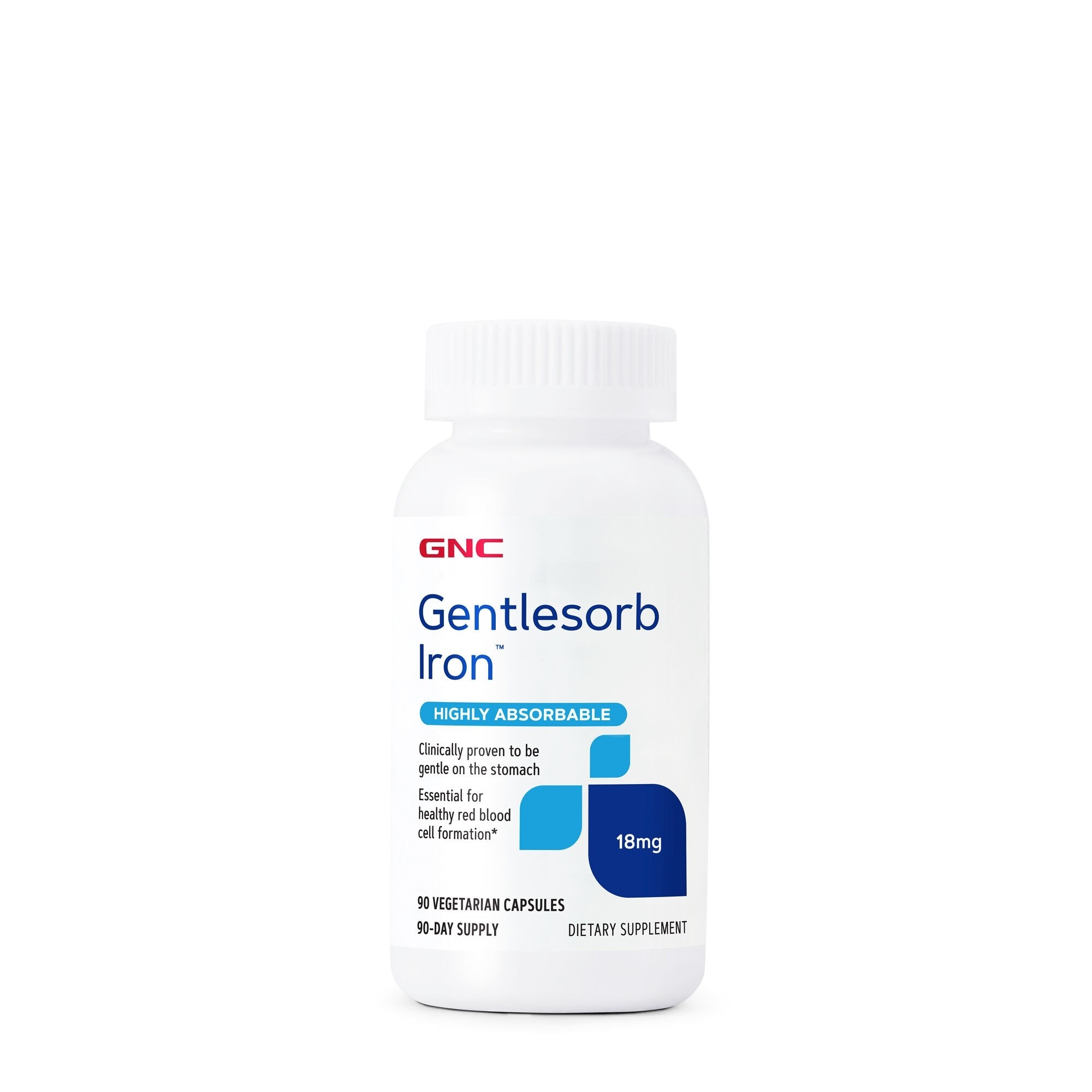 Supliment alimentar Fier GNC, cu absorbtie usoara 18 mg, 90 cps