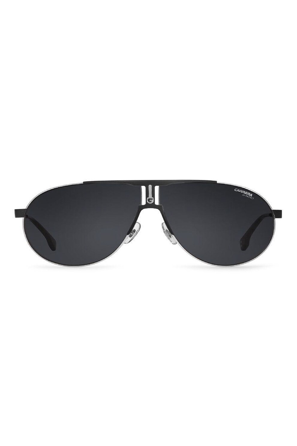Carrera, Ochelari de soare unisex cu rama metalica, Negru/Argintiu, 58-09-140 Standard