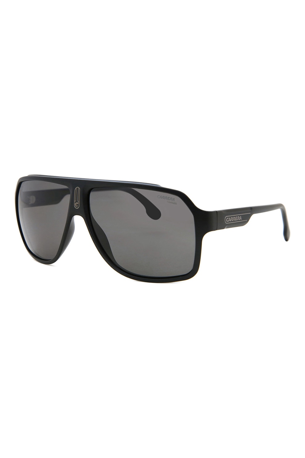 Carrera, Ochelari de soare shield cu lentile polarizate si logo discret, Negru, 55-16-140 Standard