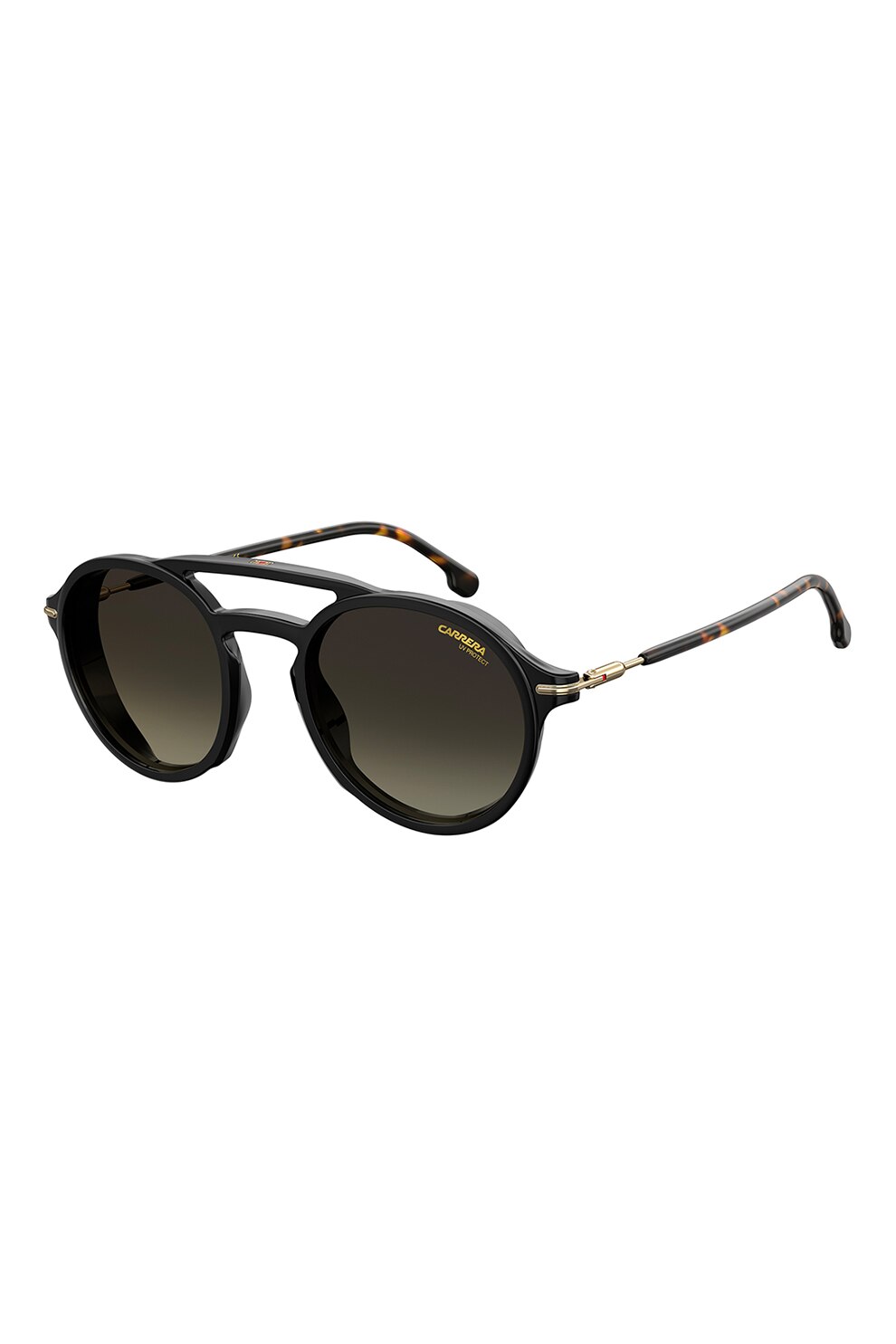 Carrera, Ochelari de soare pantos unisex cu lentile in degrade, Negru/Auriu deschis, 58-16-145 Standard