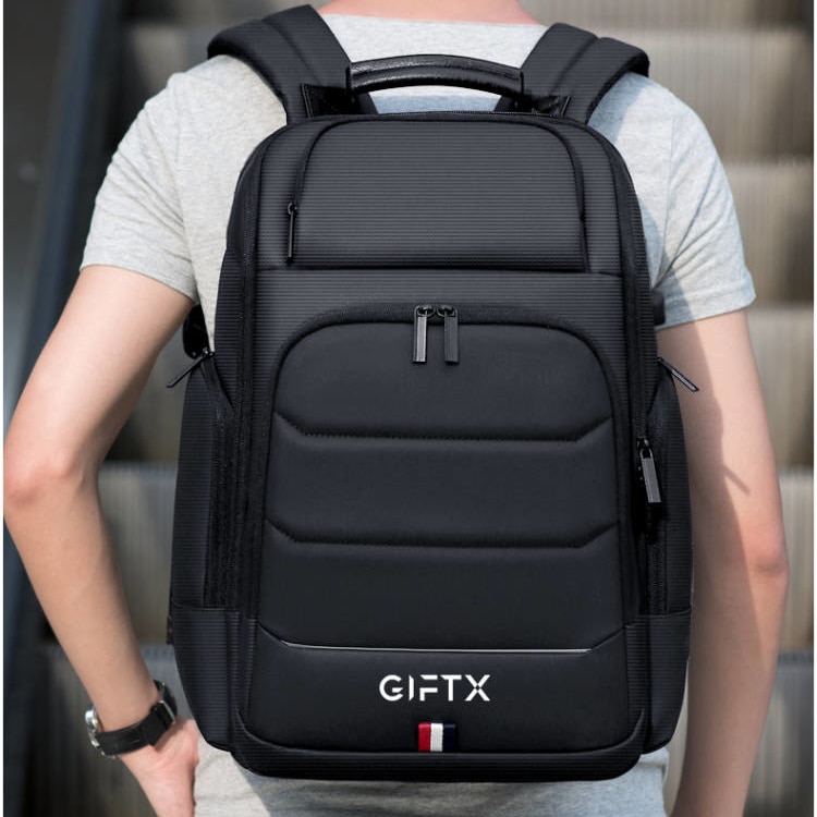 Rucsac laptop GIFTX CENTRO, ghiozdan laptop 17" cu extensie si USB extern, 46x31cm