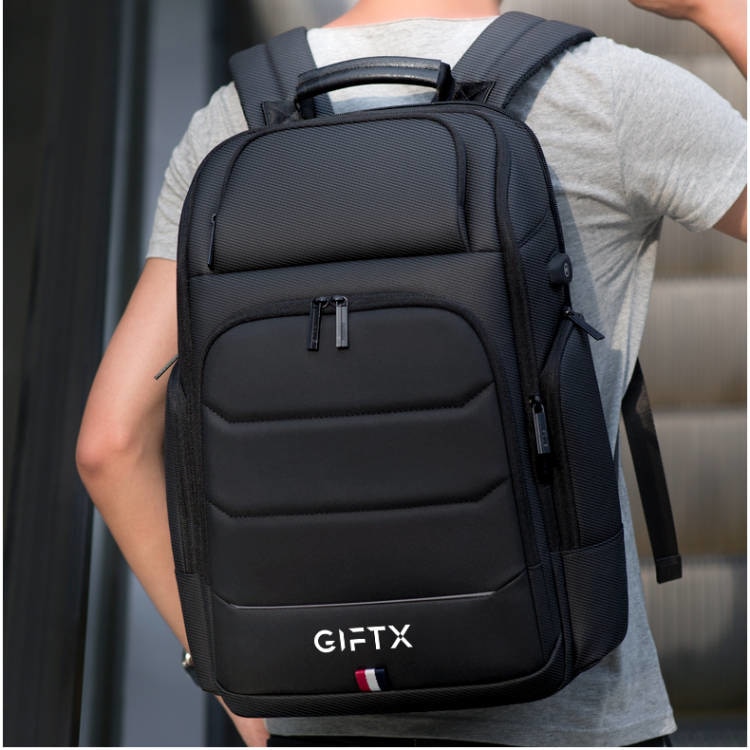 Rucsac laptop GIFTX CENTRO, ghiozdan laptop 17" cu extensie si USB extern, 46x31cm