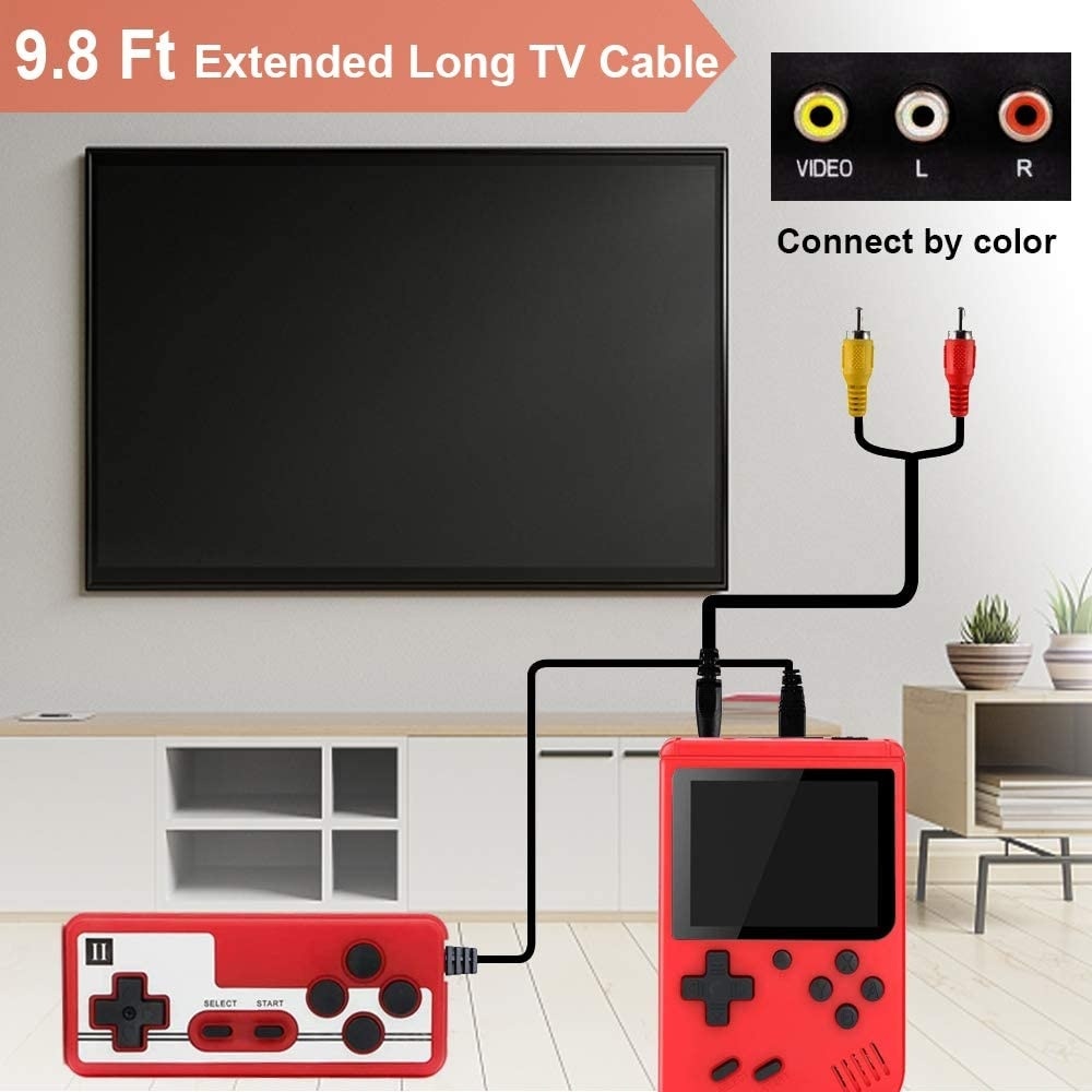 Consola portabila de jocuri retro Flyme portabila, 400 de jocuri FC clasice, baterie 1000 mAh, suport conectare la TV si pentru 2 jucatori, Rosu