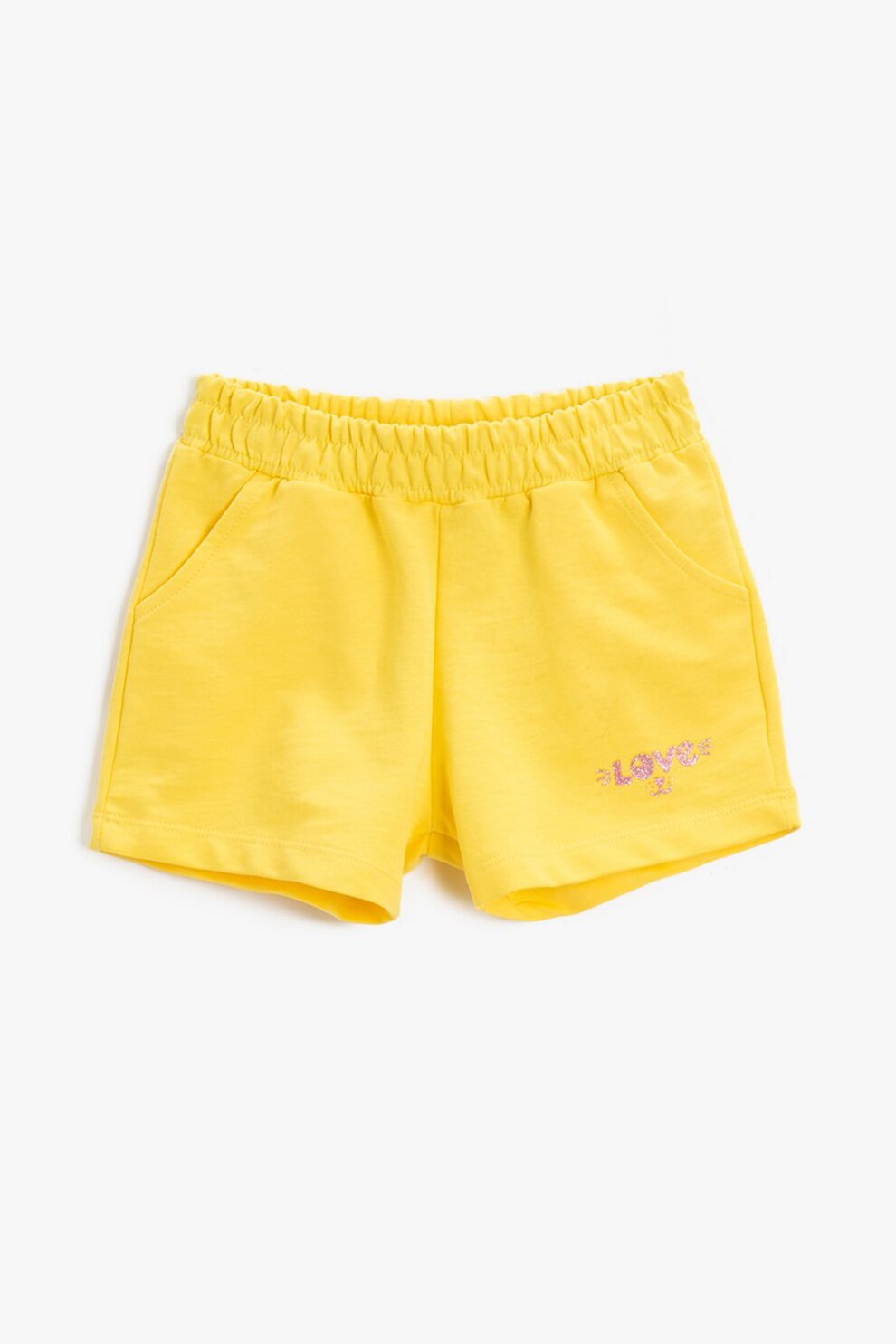 KOTON, Pantaloni scurti de bumbac cu buzunare frontale, Galben