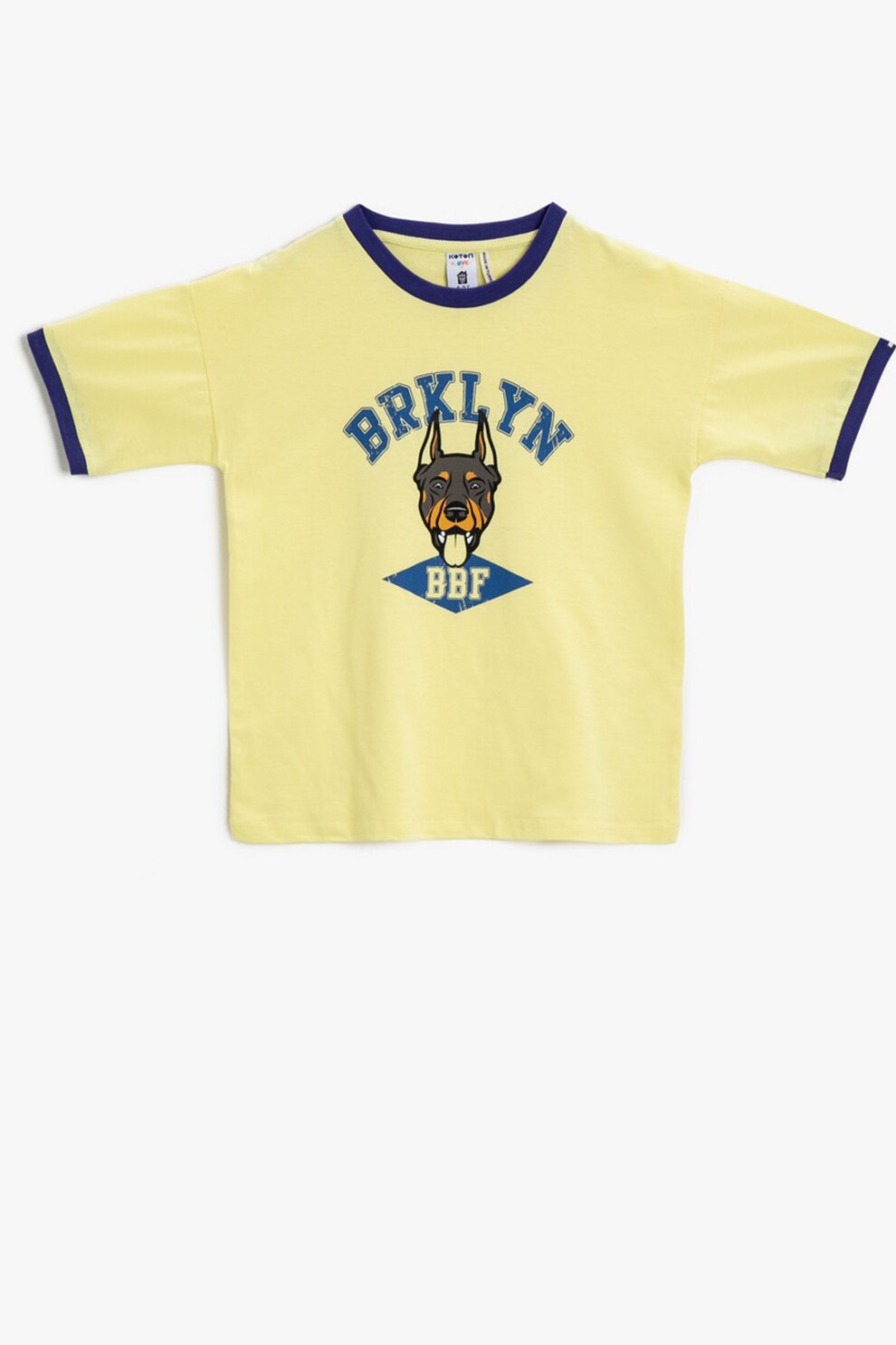 KOTON, Tricou cu decolteu la baza gatului si margini contrastante, galben pal