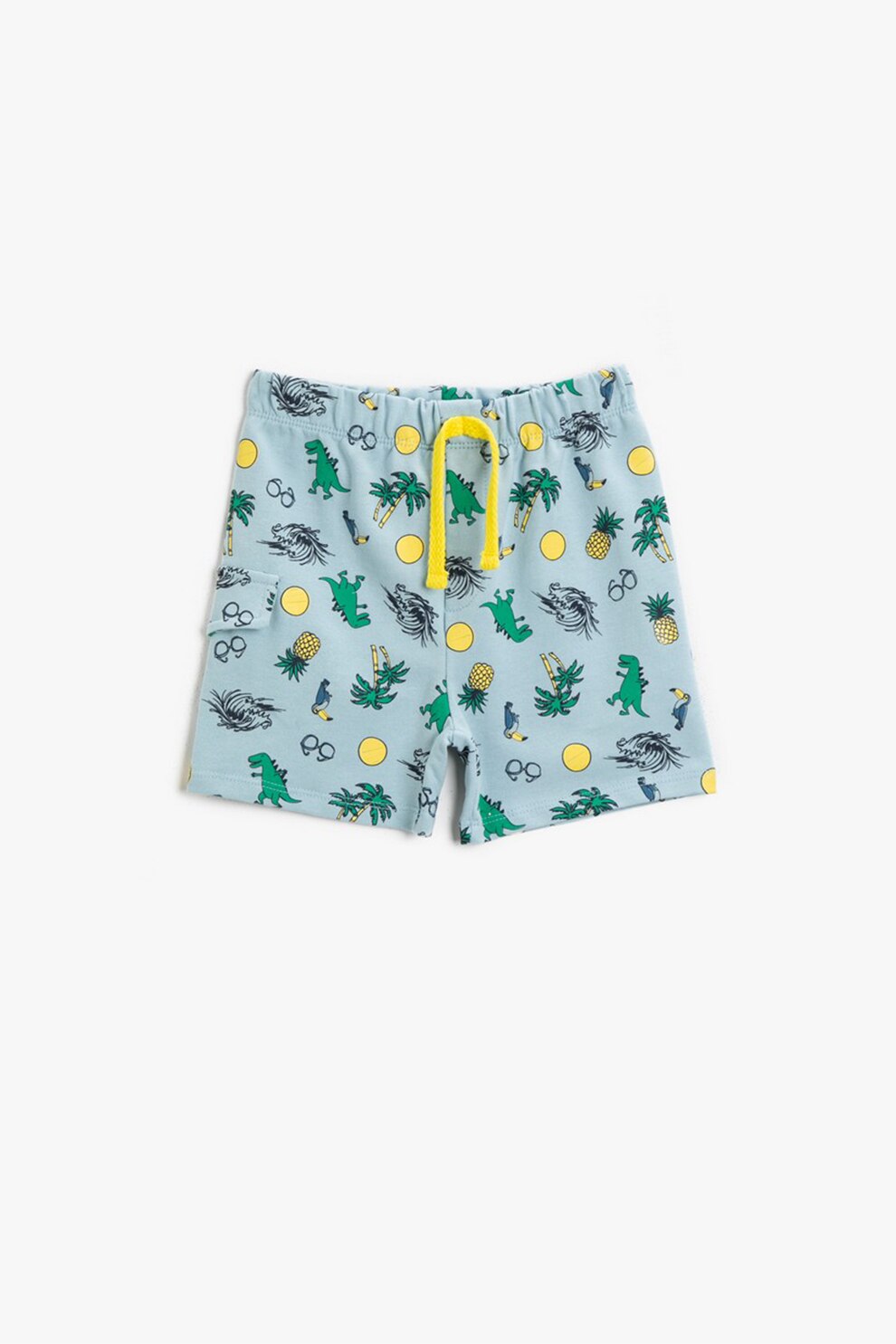 KOTON, Pantaloni scurti de bumbac cu imprimeu, Bleu/Verde