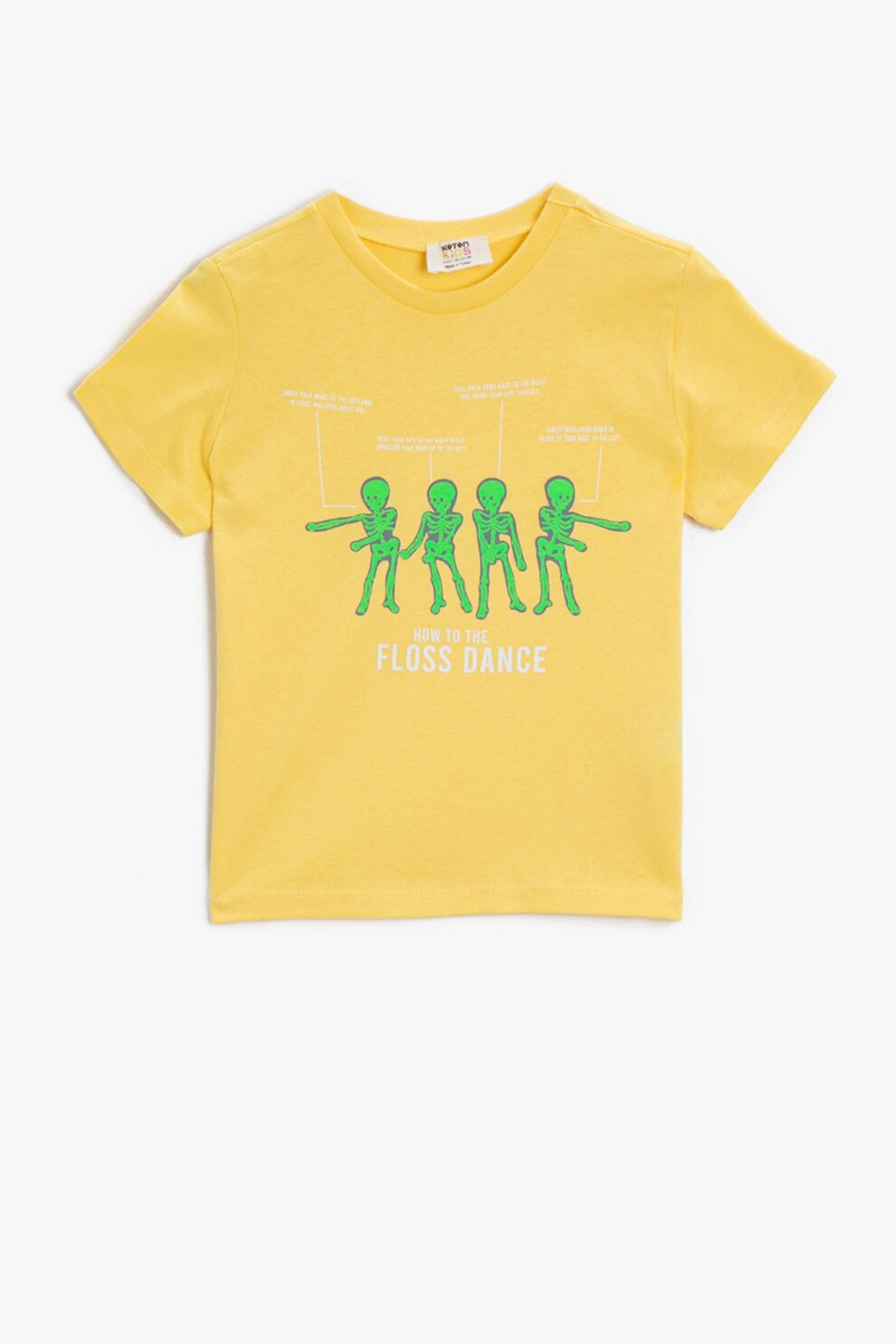 KOTON, Tricou cu decolteu la baza gatului si imprimeu grafic, Galben