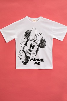 KOTON, Tricou din bumbac cu imprimeu cu Minnie Mouse, Alb/Negru, 116-122 CM KOTON, Tricou din bumbac cu imprimeu cu Minnie Mouse, Alb/Negru, 116-122 CM