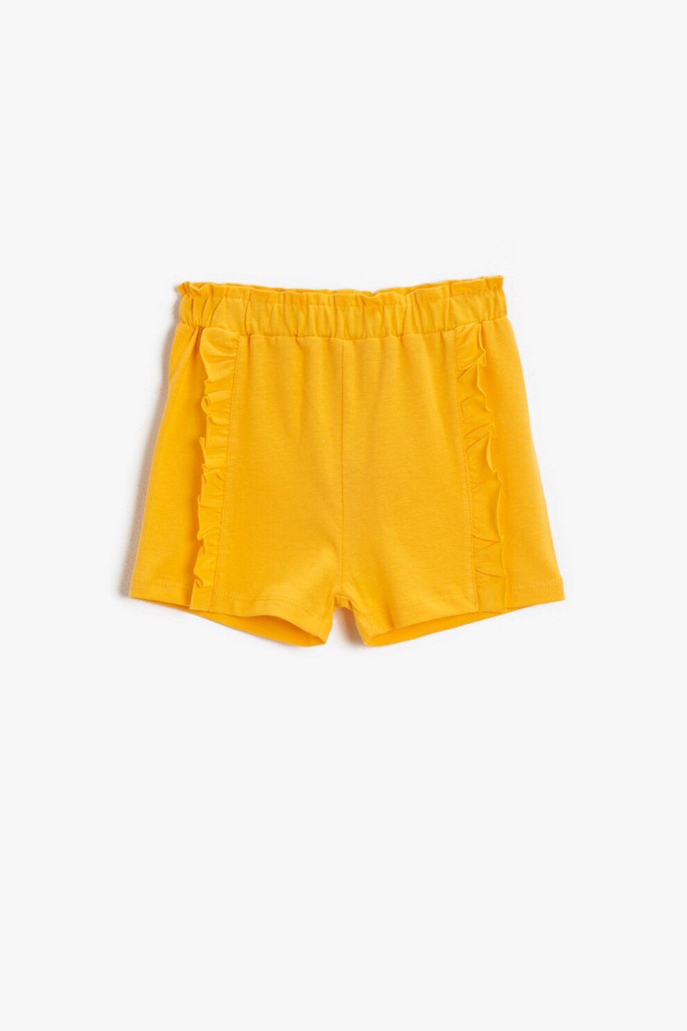 KOTON, Pantaloni scurti cu volane si talie elastica, Galben mustar