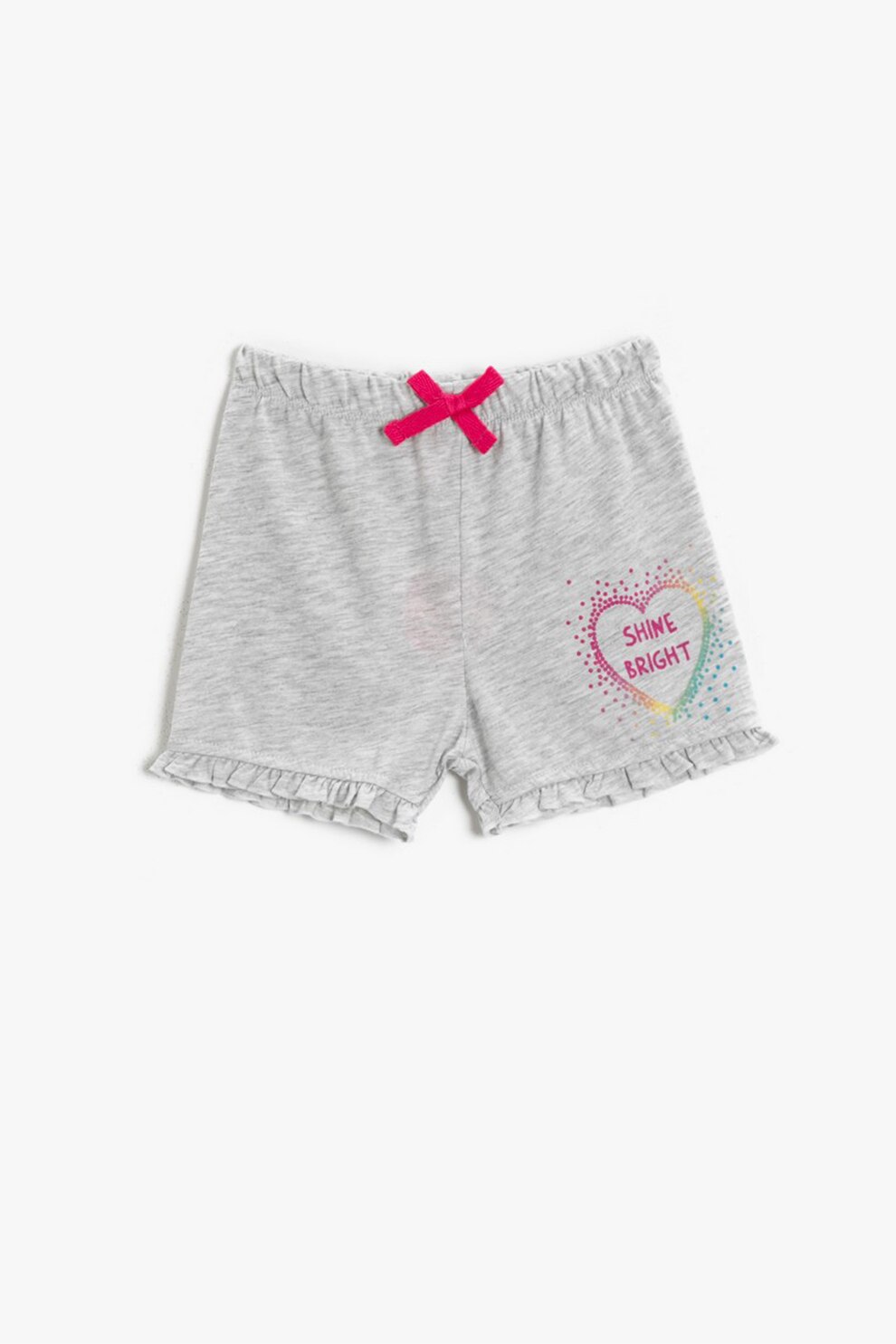 KOTON, Pantaloni scurti cu talie elastica, Gri melange/Fucsia, 68-74 CM