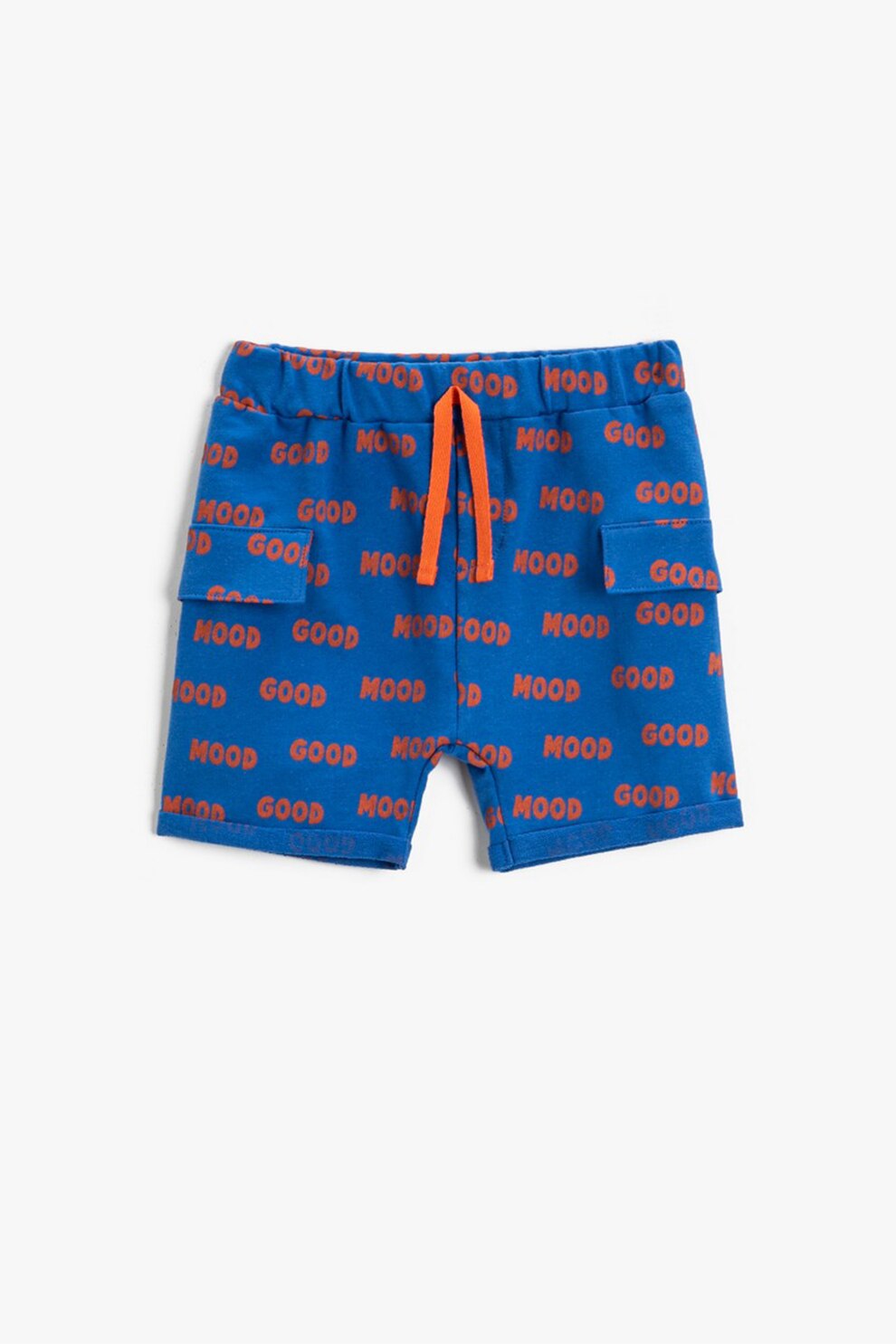 KOTON, Pantaloni scurti cu imprimeu si talie elastica, Albastru/Oranj