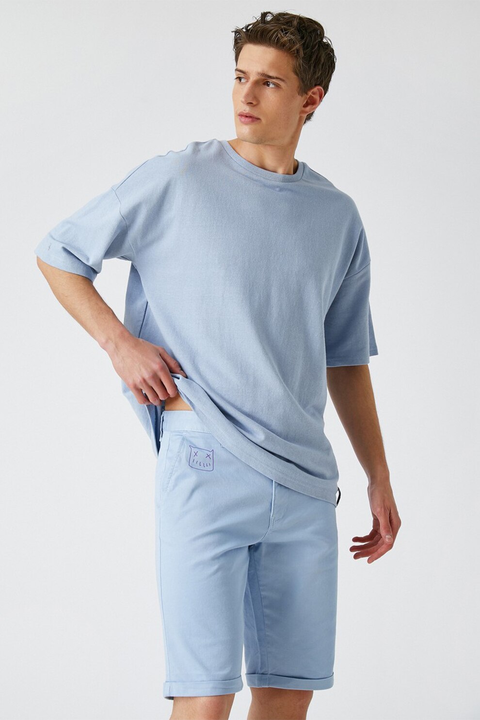 KOTON, Bermude chino cu buzunare oblice, Albastru lavanda, XS