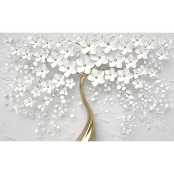 Fototapet 3D copac alb auriu, Autocolant PVC 120 x 180 cm Fototapet 3D copac alb auriu, Autocolant PVC 120 x 180 cm