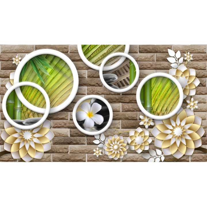 Fototapet 3D flori caramida, Premium Canvas 250 x 360 cm