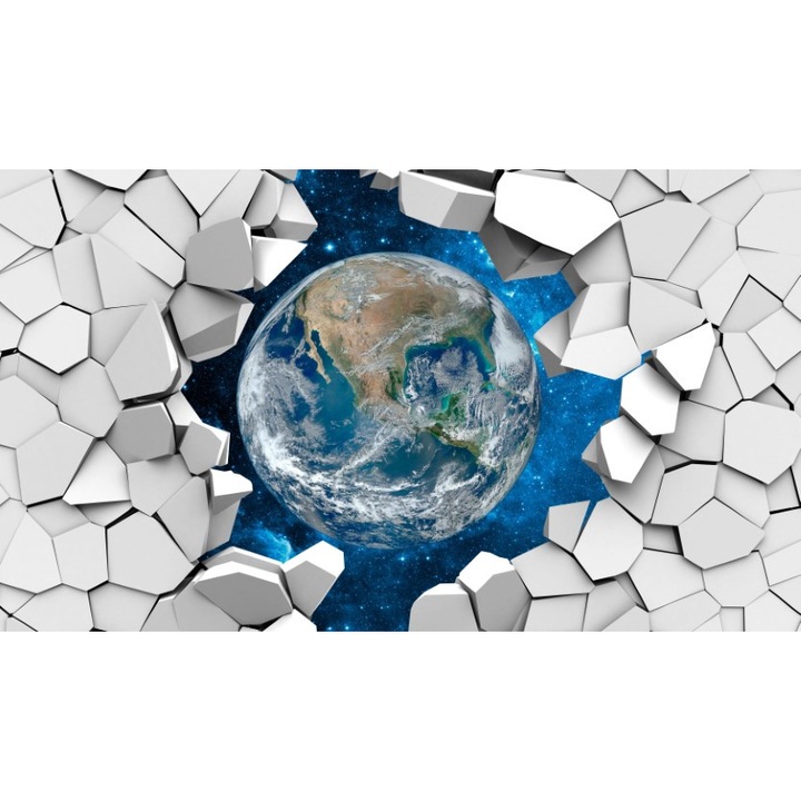 Fototapet 3D zid glob pamantesc, Premium Canvas 250 x 360 cm
