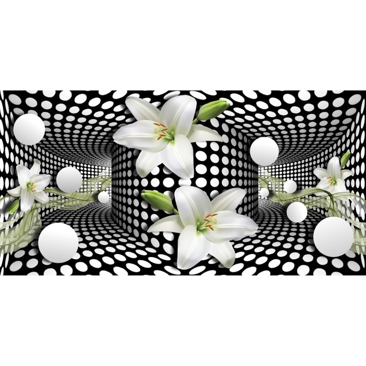 Fototapet 3D flori labirint sfere, Premium Canvas 200 x 300 cm