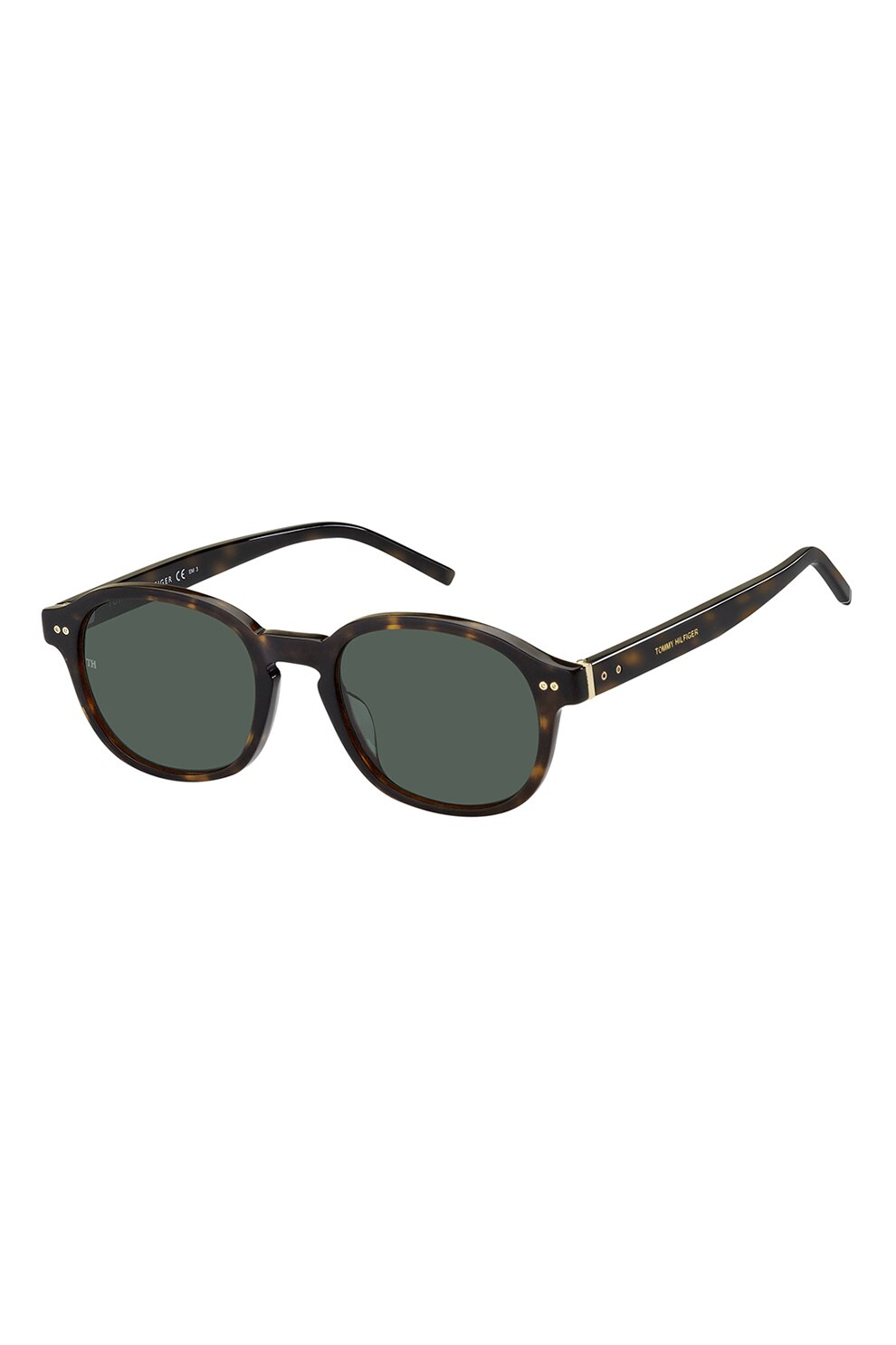 Tommy Hilfiger, Ochelari de soare pantos cu accente metalice, Negru/cafeniu, 54-21-150 Standard