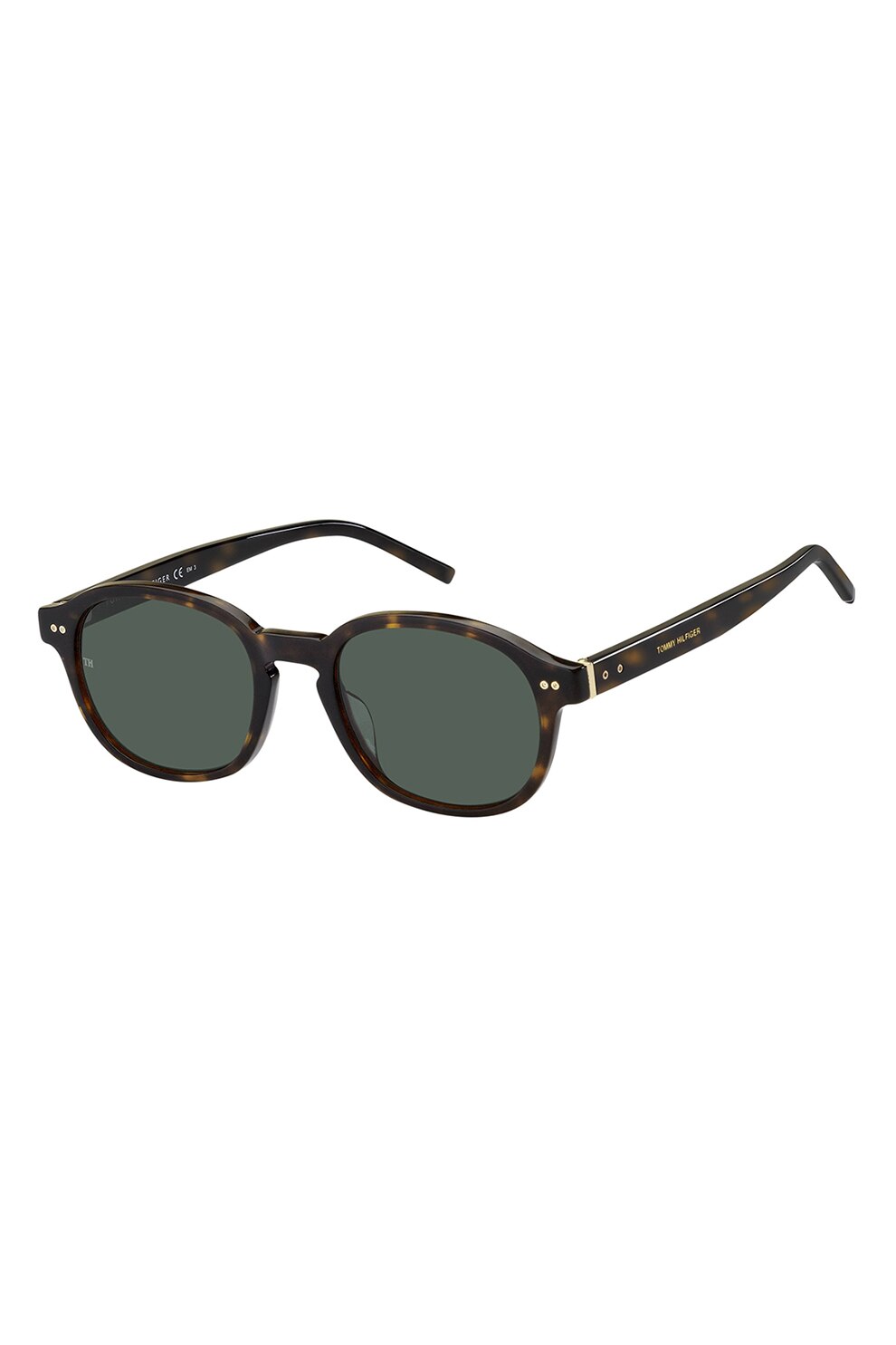 Tommy Hilfiger, Ochelari de soare pantos cu accente metalice, Maro inchis, 54-21-150 Standard