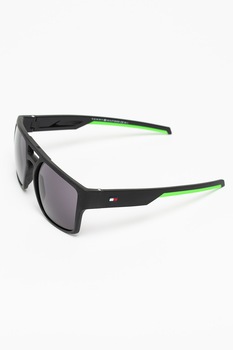 Tommy Hilfiger, Ochelari de soare patrati cu lentile polarizate, Negru/Verde, 56-18-135 Standard Tommy Hilfiger, Ochelari de soare patrati cu lentile polarizate, Negru/Verde, 56-18-135 Standard