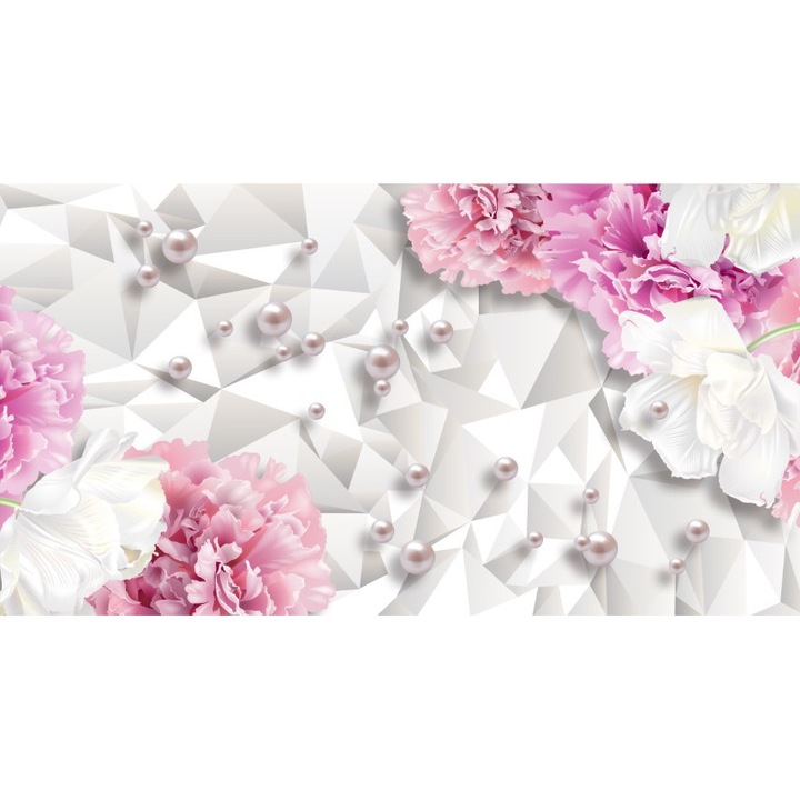 Fototapet 3D flori forme perle, Premium Canvas 250 x 360 cm