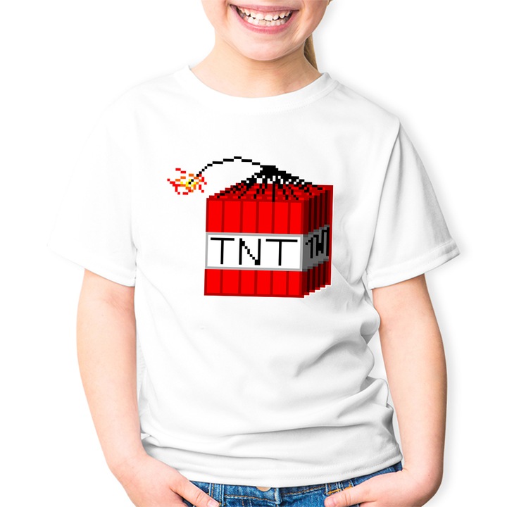 Minecraft TNT gyerek póló, Fehér