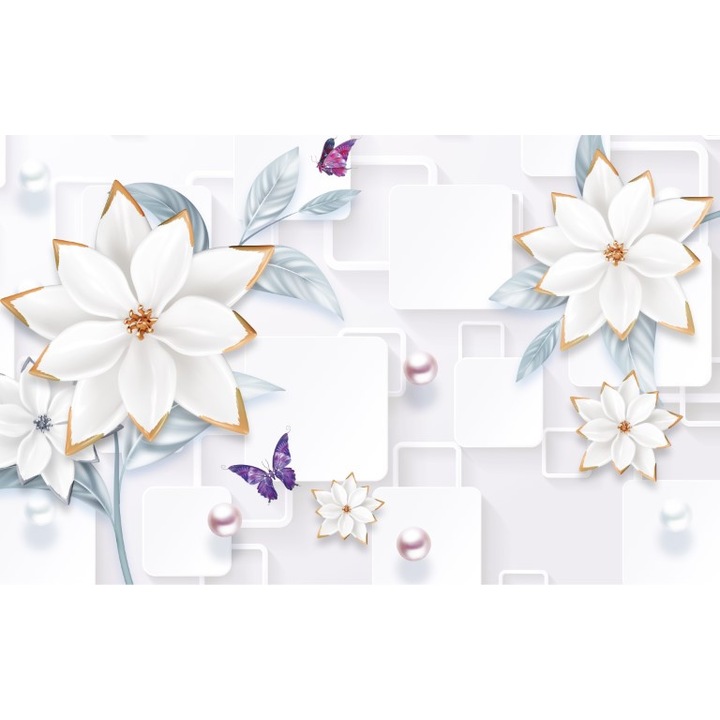 Fototapet 3D modern flori, Premium Canvas 250 x 360 cm