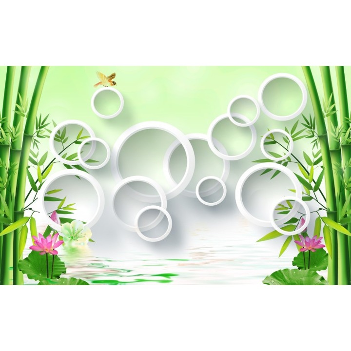 Fototapet 3D flori si cercuri, Premium Canvas 120 x 180 cm