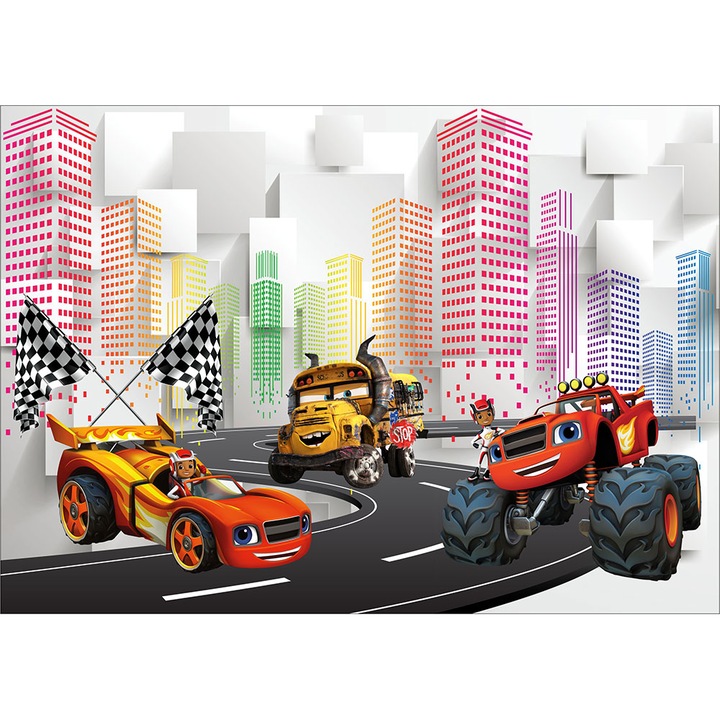 Fototapet copii Masini Abstract, autoadeziv, multicolor, 250 x 400 cm