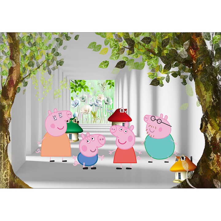 Fototapet copii Peppa Pig, autoadeziv, multicolor, 250 x 400 cm